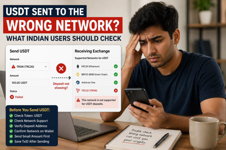 USDT sent to the wrong network showing a TRC20 transfer problem and network support check