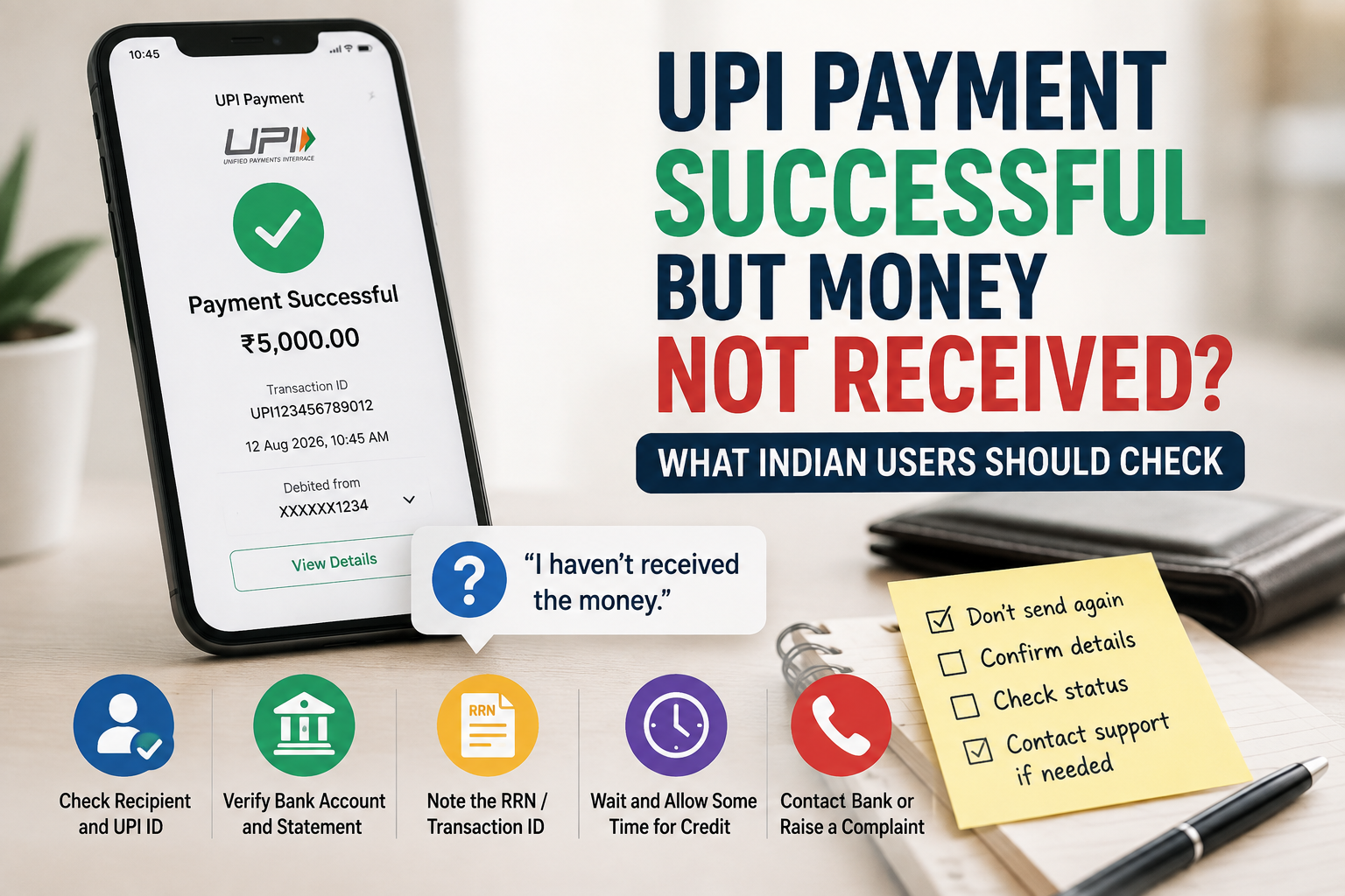 UPI payment successful but money not received
