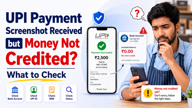 UPI payment screenshot received but money not credited