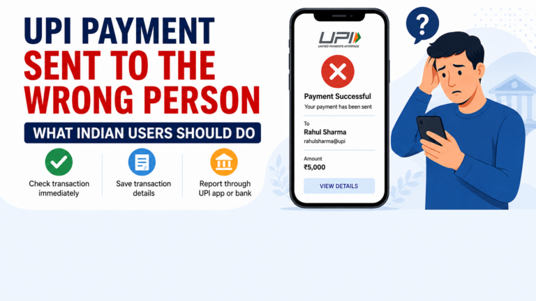 Indian user checking a UPI payment sent to the wrong person